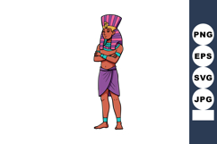 Ancient Egyptian Pharaoh Standing with Traditional Headdress Product Image 1