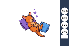 Sleeping kangaroo resting peacefully with purple and blue pi Product Image 1