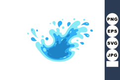 Blue Water Splash Wave Vector Illustration with Light and Da Product Image 1