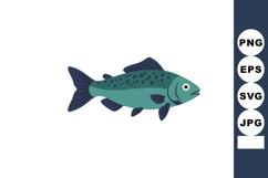 Fish with dark blue fins and green body simple vector illust Product Image 1