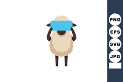Sheep Holding Blank Blue Sign Vector Illustration with White Product Image 1
