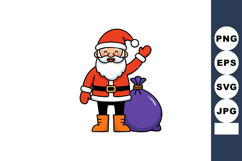 Santa Claus with purple gift sack wearing red and white Chri Product Image 1