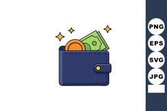 Wallet with money and coins illustration for finance and sav Product Image 1