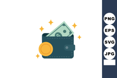Wallet with Money and Coin Icon Symbolizing Finance and Savi Product Image 1