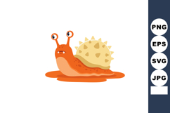 Cartoon orange snail with spiked beige shell vector illustra Product Image 1