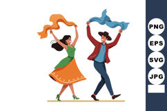 Dancing couple celebrating traditional folk dance with scarv Product Image 1