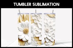 9 3D White Tumbler Sublimation |3D Flower Tumbler Wrap Product Image 3