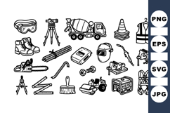 Black and White Construction Tools Vector Set Product Image 1