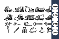 Construction Vehicles And Tools Clipart Set For Projects Product Image 1
