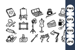 Hand Drawn Art Supplies Clipart Vector Set Product Image 1
