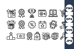 Star Badge Line Icon Set For Digital Use Product Image 1