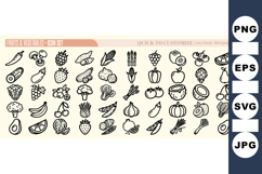 Hand Drawn Fruits And Vegetables Icon Set Bundle Product Image 1