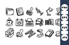 Hand Drawn Office Supply Icon Vector Pack Product Image 1