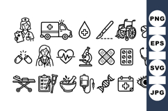 Medical Healthcare Icon Vector Clipart Bundle Product Image 1