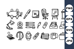 Hand Drawn Office Supplies Icon Bundle Product Image 1