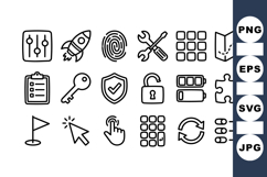 Minimal Outline Tech UI Icons Vector Set Product Image 1