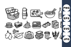Hand Drawn Picnic Food Icon Set for Crafts Product Image 1