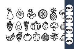 Hand Drawn Fruit And Vegetable Icon Set Bundle Product Image 1