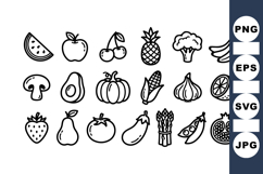 Hand Drawn Fruit And Vegetable Clipart Set For Crafts Product Image 1