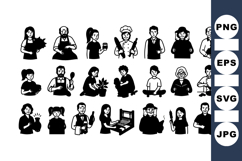 Vintage Worker People Silhouette Vector Set Bundle Product Image 1