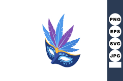 Feathered masquerade mask with blue and purple feathers vibr Product Image 1