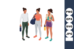 Three women in activewear carrying water bottles and gym bag Product Image 1