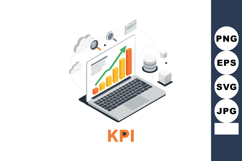 KPI business performance analytics vector with laptop and gr Product Image 1