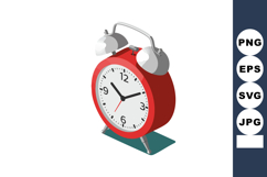 Red vintage alarm clock with silver bells and white face sho Product Image 1