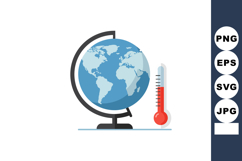 Globe with thermometer climate change concept vector flat de Product Image 1