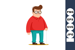 Overweight man cartoon character wearing glasses and red shi Product Image 1