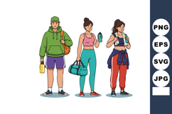 Group of three young sporty people in casual activewear hold Product Image 1