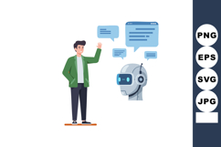 Human interacting with chatbot artificial intelligence robot Product Image 1