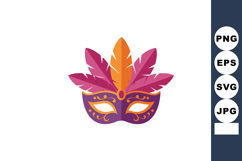 Carnival mask with purple and orange feathers festive masque Product Image 1