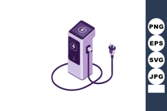 Electric vehicle charging station icon with plug and cable i Product Image 1
