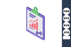 Clipboard with rising bar chart and dumbbell for fitness pro Product Image 1