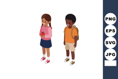 Two children standing together girl holding apple boy with b Product Image 1