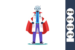 Robot doctor superhero standing with hands on hips wearing w Product Image 1