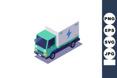 Electric delivery truck with lightning bolt symbol in isomet Product Image 1