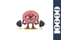 Brain lifting weights with glasses and red sneakers fitness Product Image 1