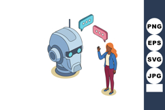 Robot and woman communicating with speech bubbles in futuris Product Image 1