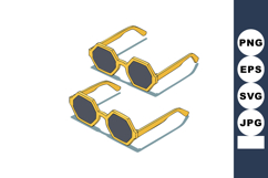 Octagonal sunglasses with golden frames and dark lenses styl Product Image 1