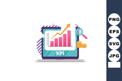 KPI performance chart with rising arrow and magnifying glass Product Image 1