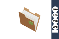 Brown file folder with white documents inside isolated on wh Product Image 1