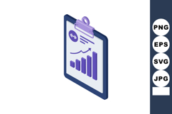 Clipboard with Fitness Progress Chart and Bar Graph in Isome Product Image 1