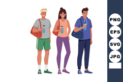 Young adults holding water bottles standing together casual Product Image 1
