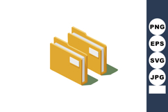 Yellow file folders with white labels casting shadows in iso Product Image 1