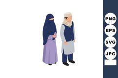 Muslim man and woman wearing traditional Islamic clothing st Product Image 1