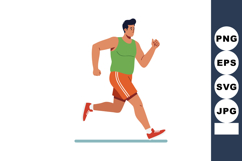 Man running in green tank top and orange shorts active fitne Product Image 1