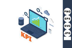 KPI business analytics with laptop displaying growth chart d Product Image 1