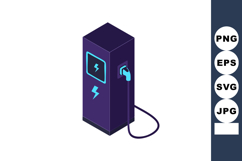 Electric car charging station with blue lightning bolt symbo Product Image 1